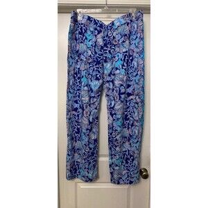 Lilly Pulitzer Blue Floral Wide Leg Pants